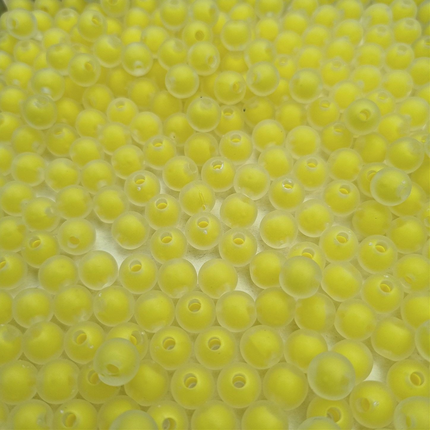 Beads acrylic balls/ matte coating/ yellow 8mm 50pcs XYPLKD0801