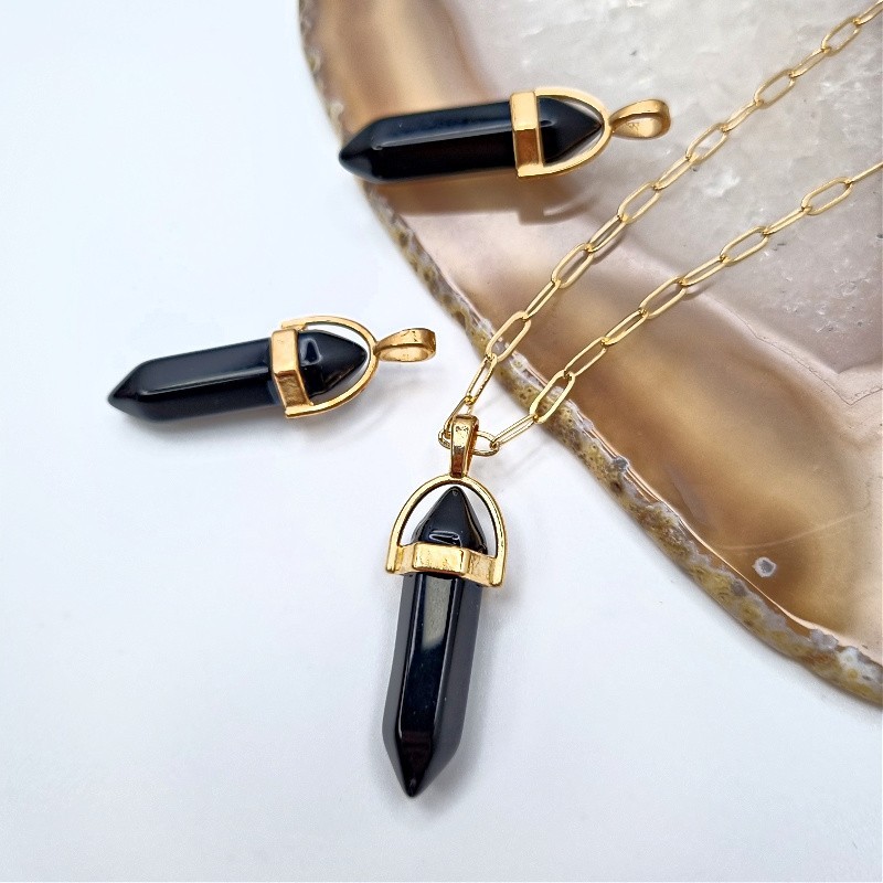 Onyx arrowhead / pendant in the fitting / gold approx. 40mm KAGR22KG