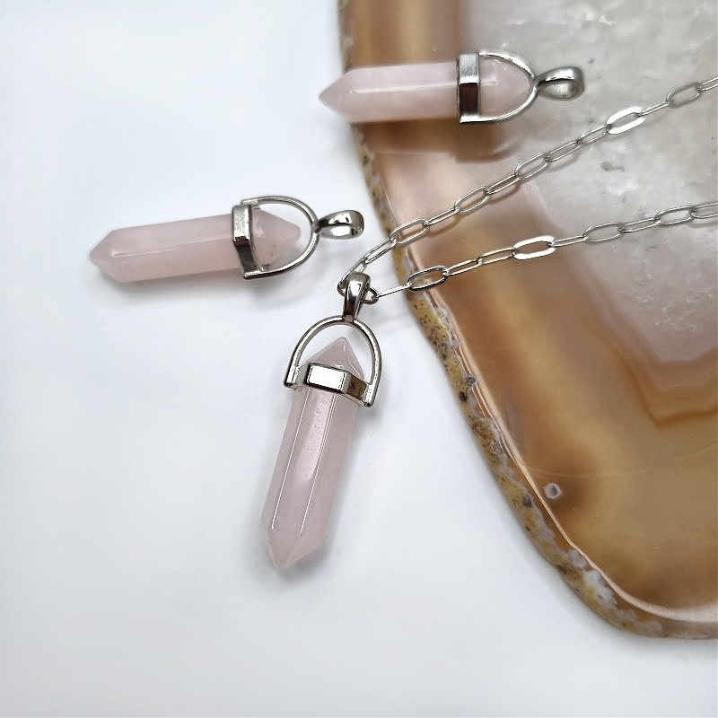 Rose quartz arrowhead / pendant in the fitting / silver approx. 40mm KAGR05PL