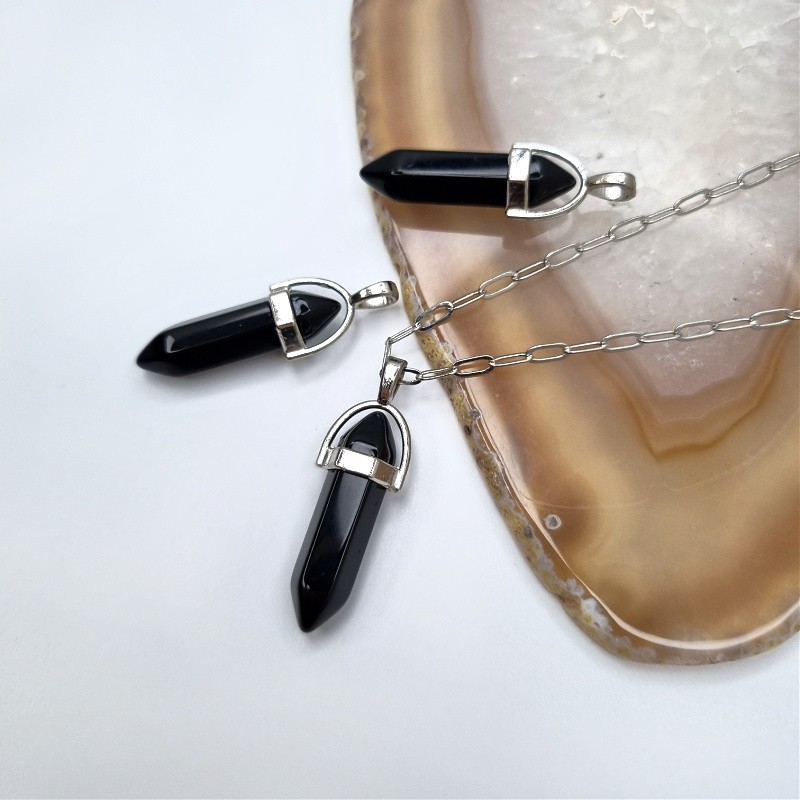 Onyx arrowhead / pendant in the fitting / silver approx. 40mm KAGR22PL