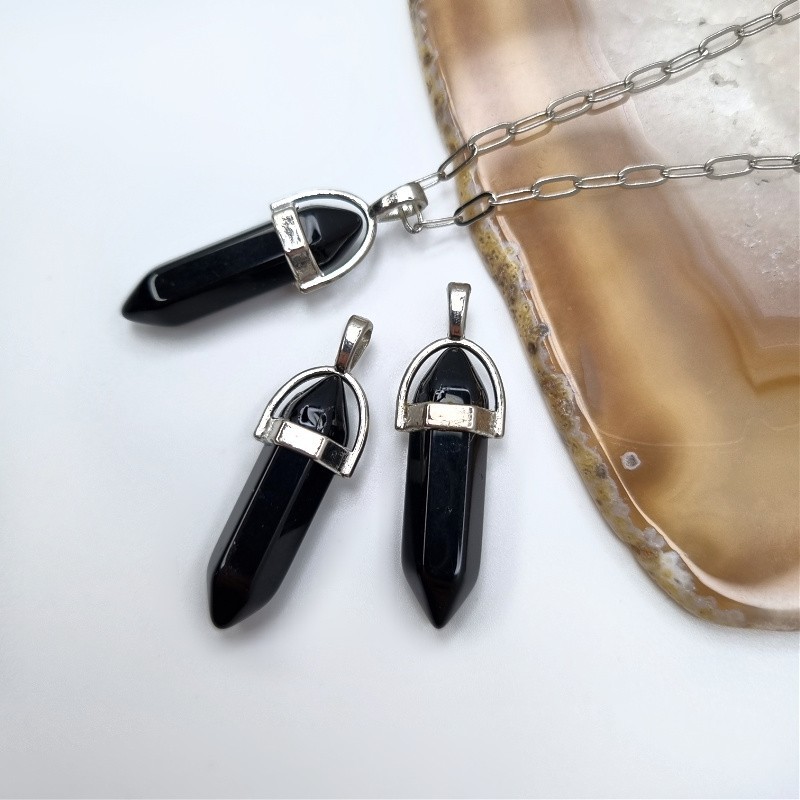 Onyx arrowhead /SECOND GRADE/ pendant in the fitting / silver approx. 40mm KAGR22PLIIGAT