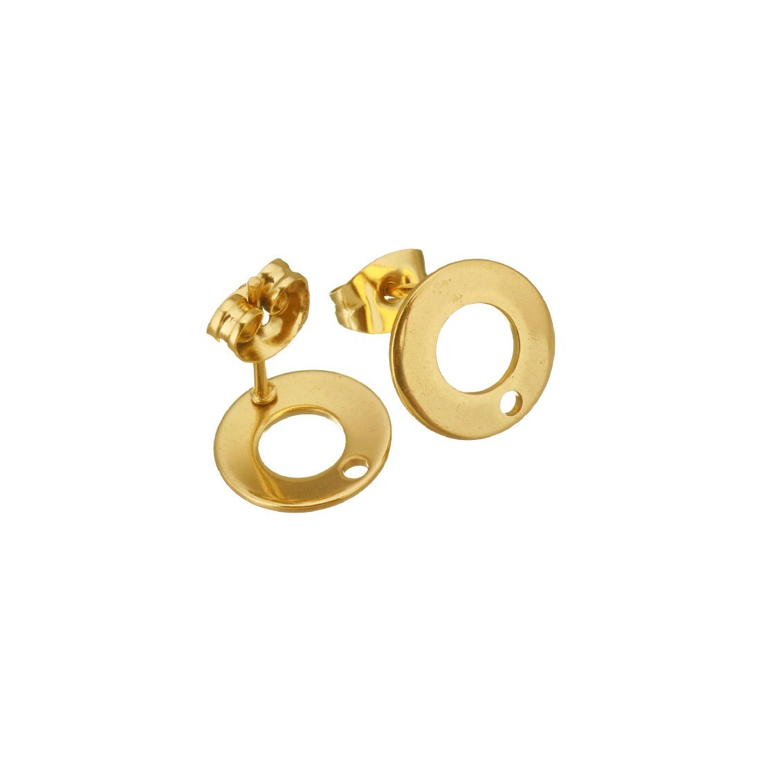 Studs 10mm with a hole and ribs/ surgical steel/ gold/ 2pcs BKSCH35KG01