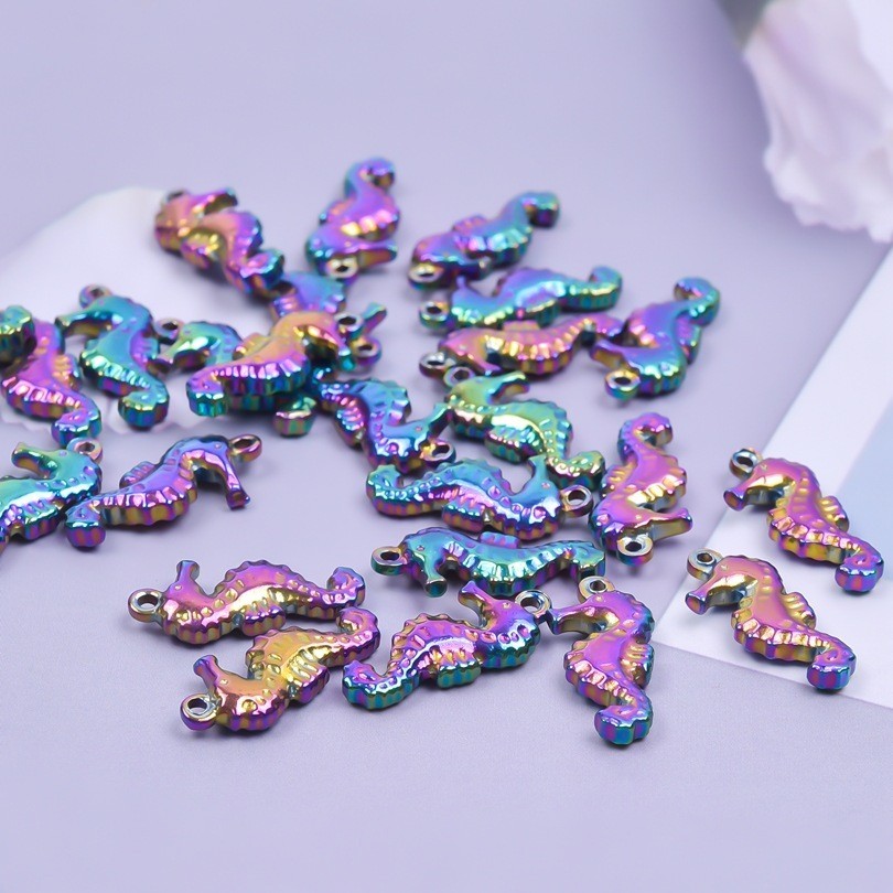 Surgical steel/ pendant seahorse/ rainbow 20x9mm 1pc ASS426RB
