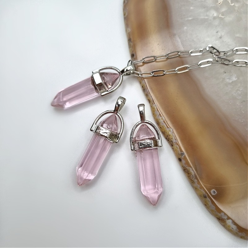Glass arrowhead/ light pink/ II QUALITY pendant in fitting/ silver approx. 40mm KAGR06PLIIGAT