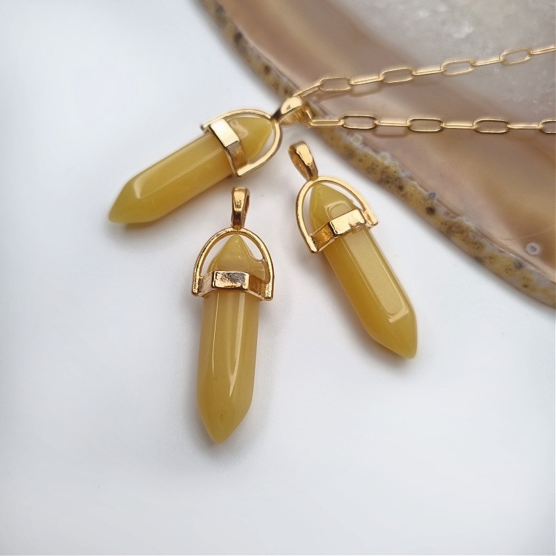 Glass arrowhead/ milky yellow/ II QUALITY pendant in fitting/ gold approx. 40mm KAGR02KGIIGAT