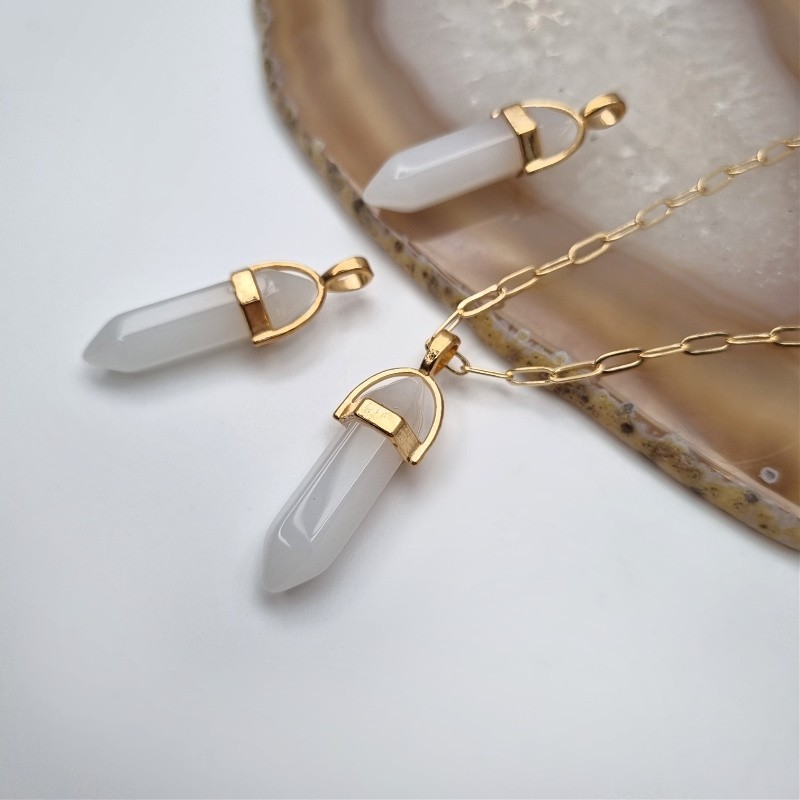 Glass arrowhead / milky white / pendant in the fitting / gold approx. 40mm KAGR04KG