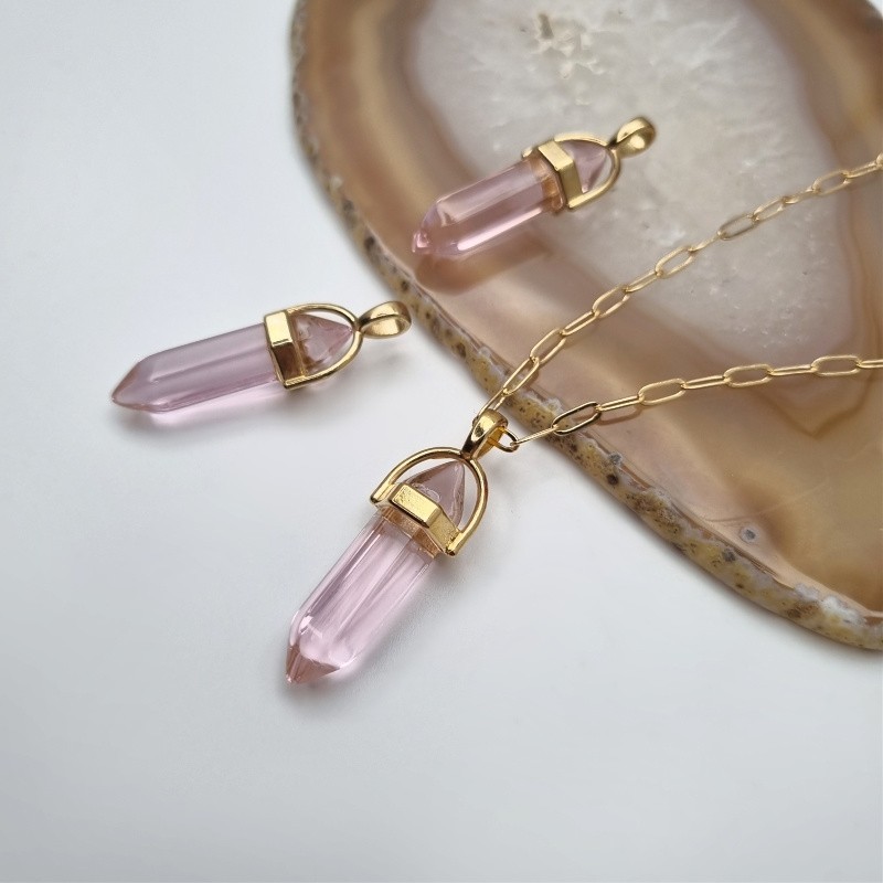 Glass arrowhead / light pink / pendant in the fitting / gold approx. 40mm KAGR06KG