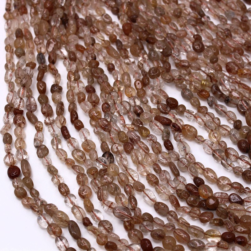Copper rutile quartz/ irregular beads 6x8mm/ 39cm/ string KAQCS01