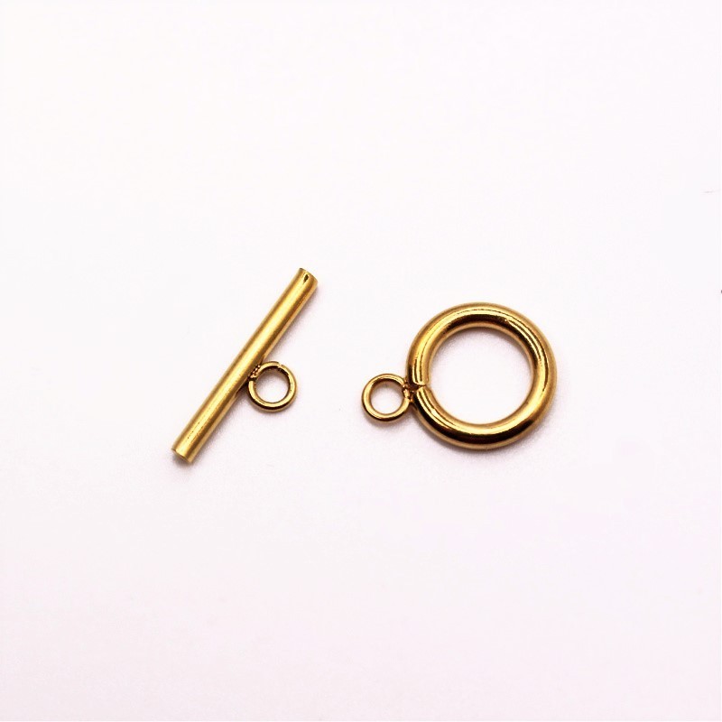 Two-piece toggle clasp/ surgical steel/ gold 12mm 1pc ASS393KG