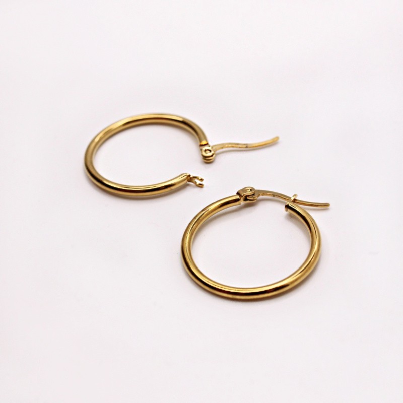 Hoop earrings/ surgical steel/ 25x2mm/ gold/ 2pcs BKSCH72KG