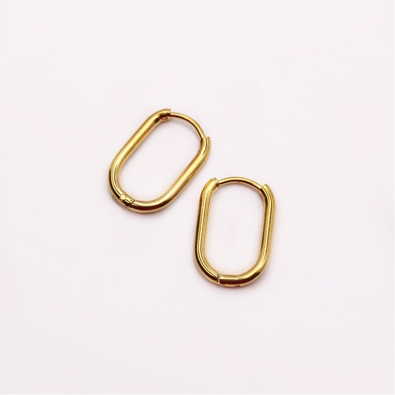 Gold earrings ellipse/ surgical steel/ 18.5x2mm/ 2pcs BKSCH69KG