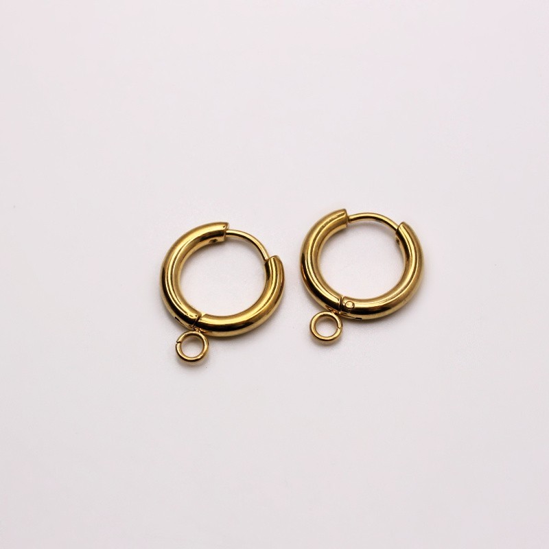 Gold hoop earrings with eyelet/ surgical steel/ 15mm/ 2pcs BKSCH68KG