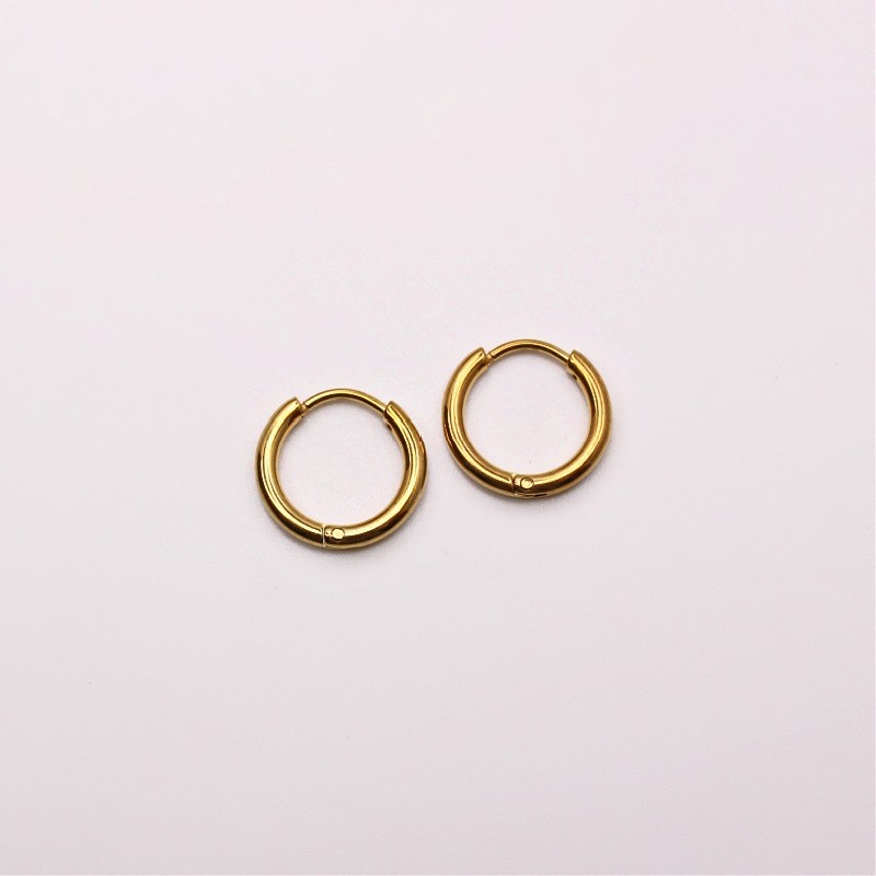 Hoop earrings gold/ surgical steel/ 14x2mm/ 2pcs BKSCH36AKG