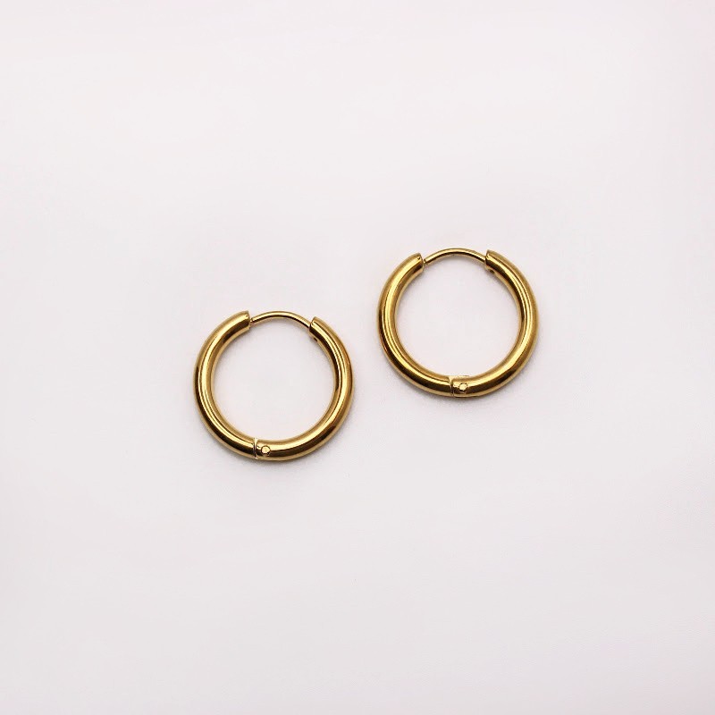 Hoop earrings gold/ surgical steel/ 19.5x2.5mm/ 2pcs BKSCH37KG