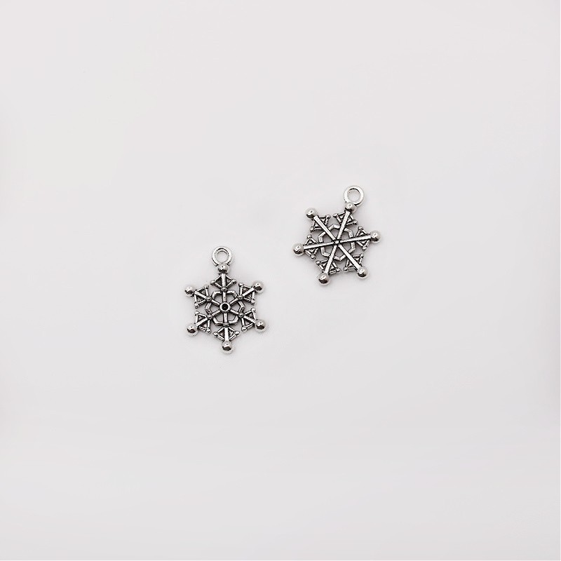 Pendant / double-sided snowflake / antique silver 20x15mm 2pcs AAT735