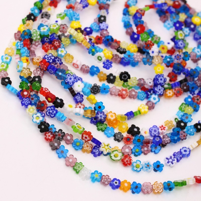 Millefiori beads / flowers approx. 6mm colorful / 20pcs SZMFKW0601