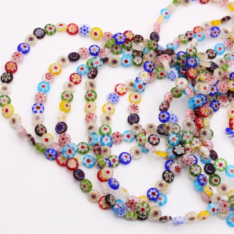 Millefiori beads/ pellet approx. 8mm colorful/ 49pcs/string SZMFPAK0801