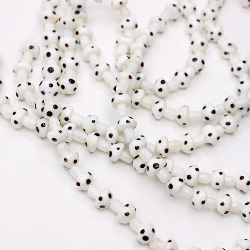 Lampwork beads/ toadstool mushroom/ white 13x10mm 1pc SZLAGRZ001