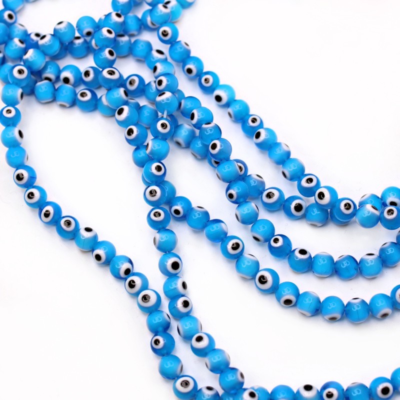 Beads lampwork balls/eye of the prophet/blue approx. 8mm 4pcs SZLAOPK0805