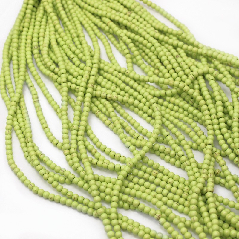 Howlite beads green kiwi balls 4mm 100pcs/string HOKIKU04