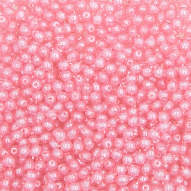 Czech beads/ balls 4mm/ transparent pearl-flamingo/ 25pcs/ SZGBKG04-KO-63755CR