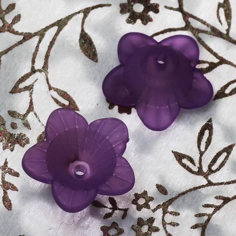 Acrylic beads purple flowers 17x8mm 10pcs YZKW104