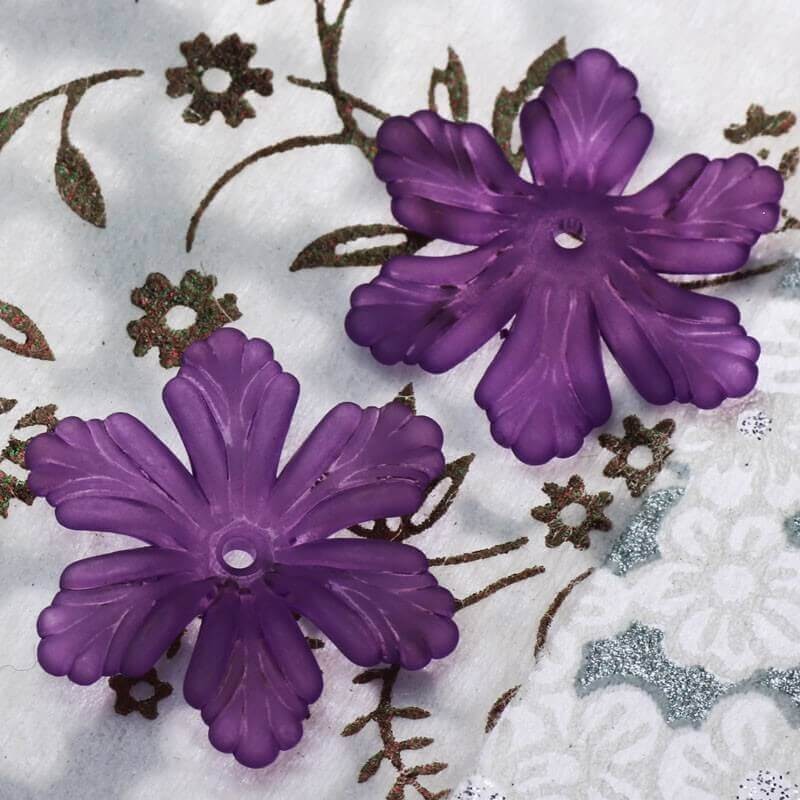 Koraliki akrylowe kwiatki fioletowe 23x5mm 8szt YZKW204