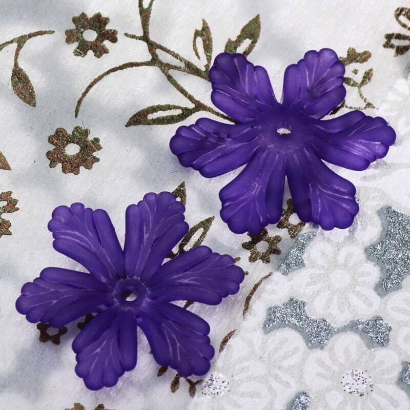 Acrylic beads violet flowers 23x5mm 8pcs YZKW205