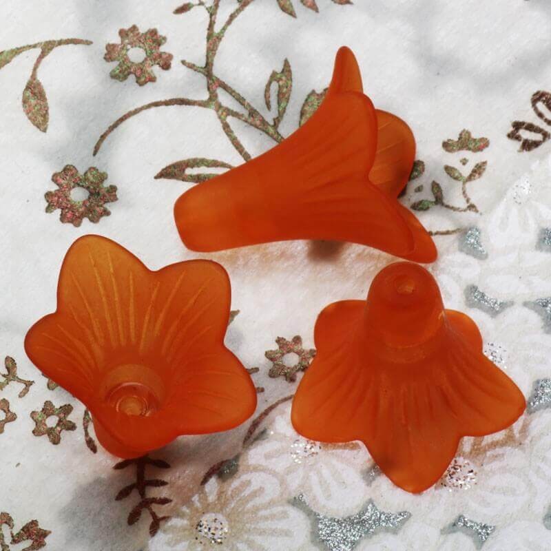 Koraliki akrylowe kwiatki pomarańczowe 21x22mm 6szt YZKW304