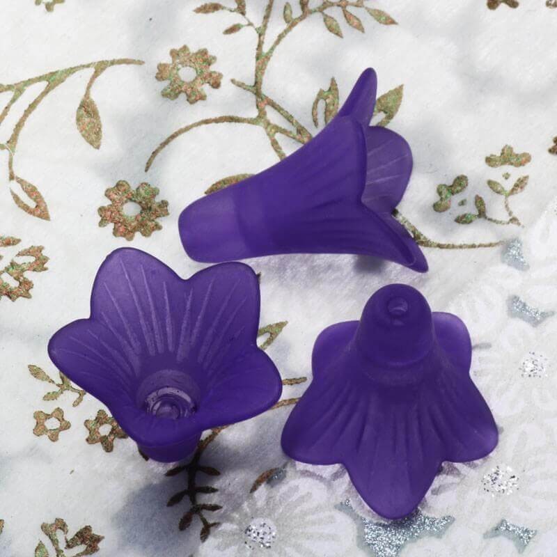 Acrylic beads violet flowers 21x22mm 6pcs YZKW305