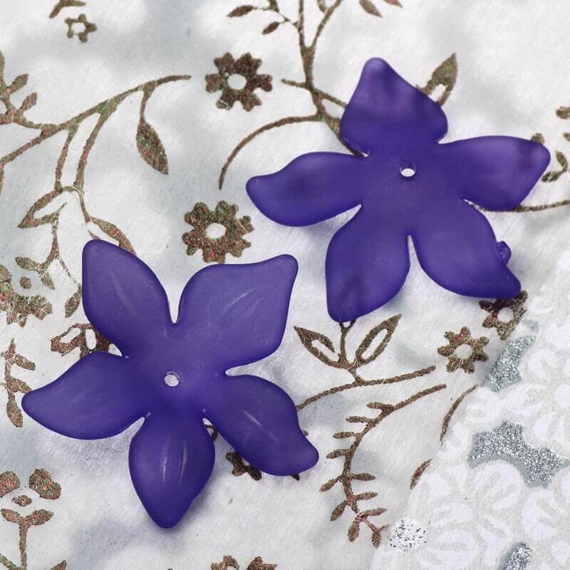 Acrylic beads violet flowers 29x7mm 6pcs YZKW505