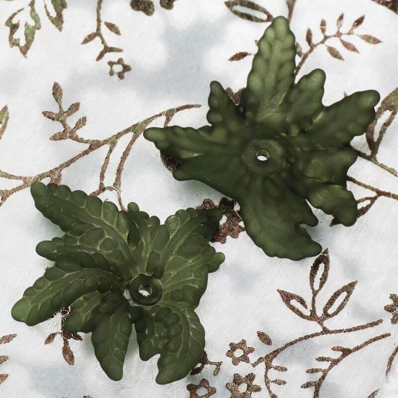 Koraliki akrylowe kwiatki zielone 35x5mm 10szt YZKW601