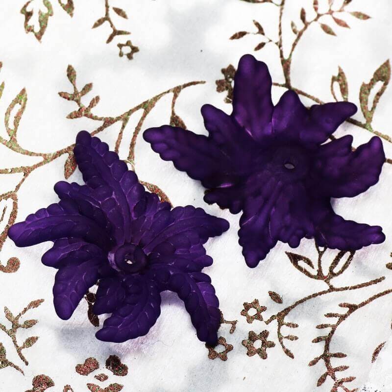 Koraliki akrylowe kwiatki fioletowe 35x5mm 10szt YZKW604