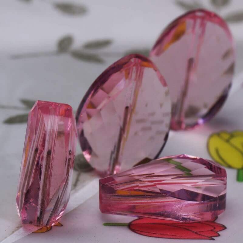 Twisted oval cut glass pink 18x13x7mm 1 pc SZSZOWFT1802