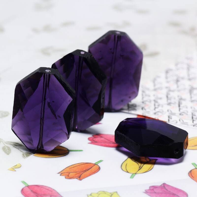 Cut glass bead purple 25x17x9mm 1 pc SZSZSBFL2601