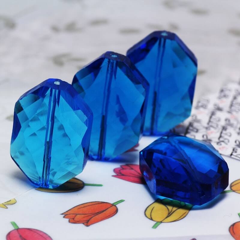 Cut glass bead blue 25x17x9mm 1 piece SZSZSBFL2605