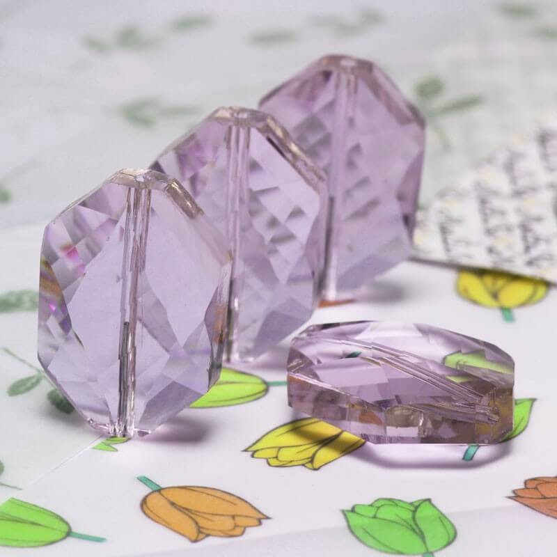 Cut glass bead lavender violet 25x17x9mm 1 piece SZSZSBFL2607