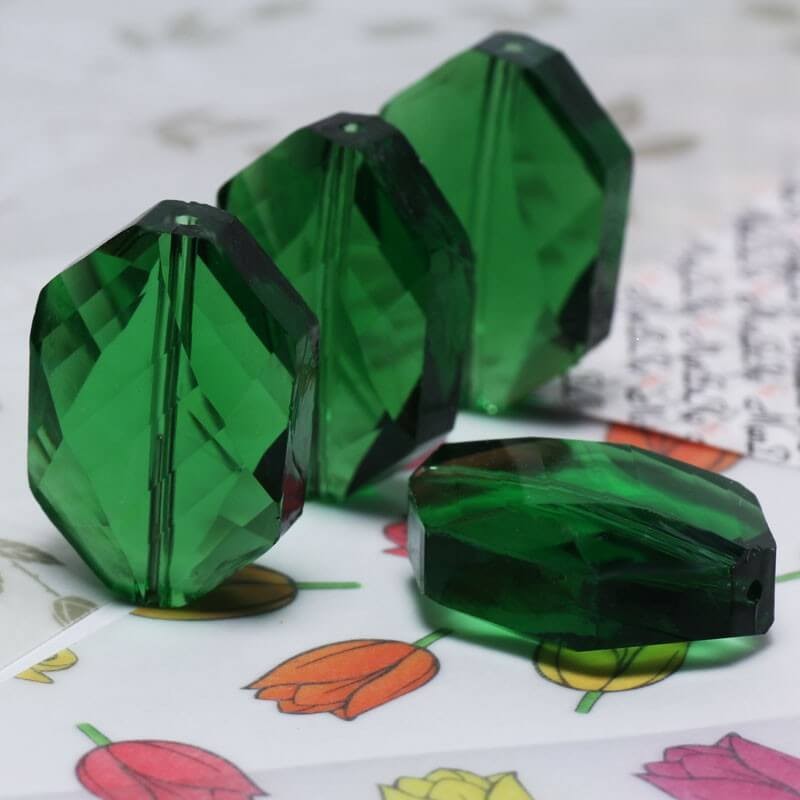 Cut glass bead green 25x17x9mm 1 pc SZSZSBFL2609