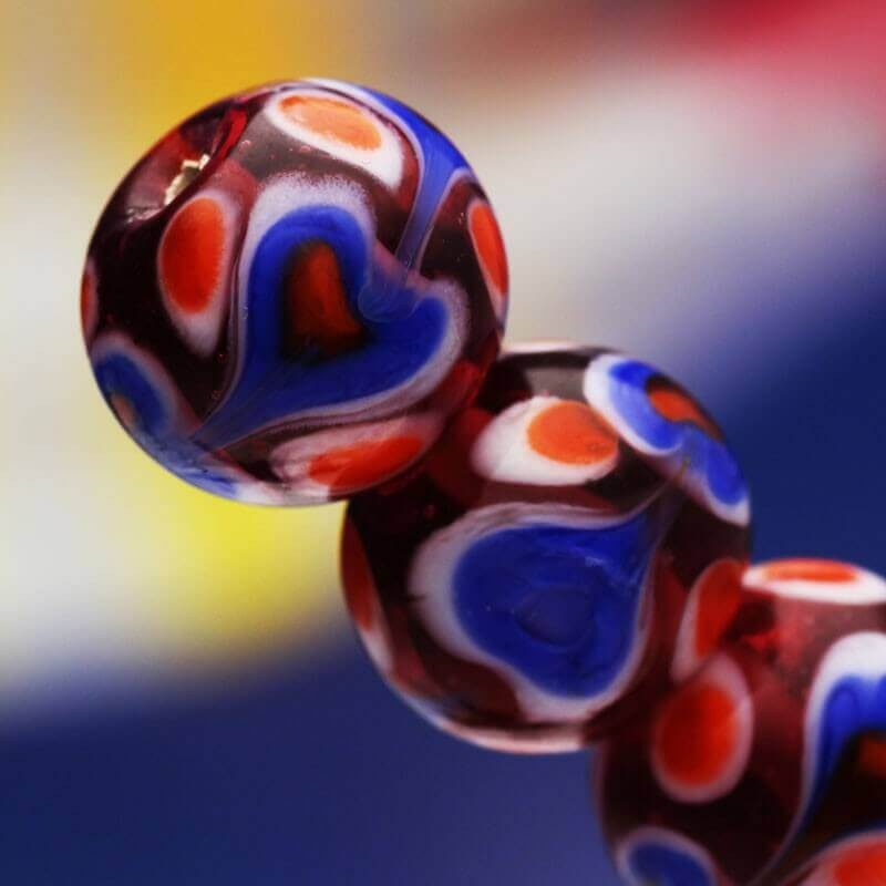 Lampwork ball red and blue 14mm TRAIL 1 pc. 104
