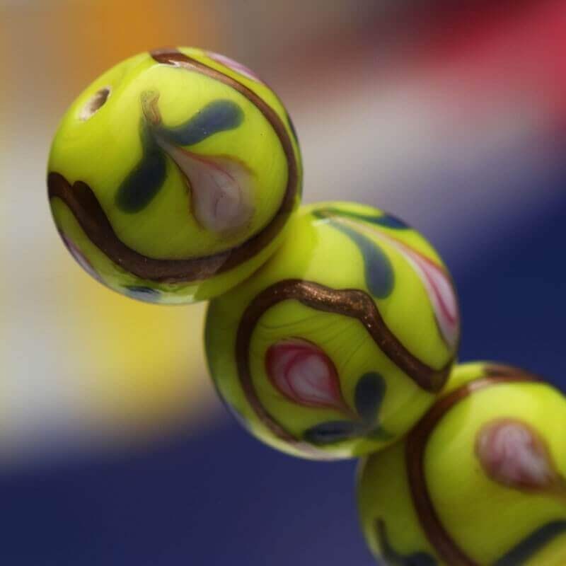 Lampwork lime ball 14mm TRAIL 128
