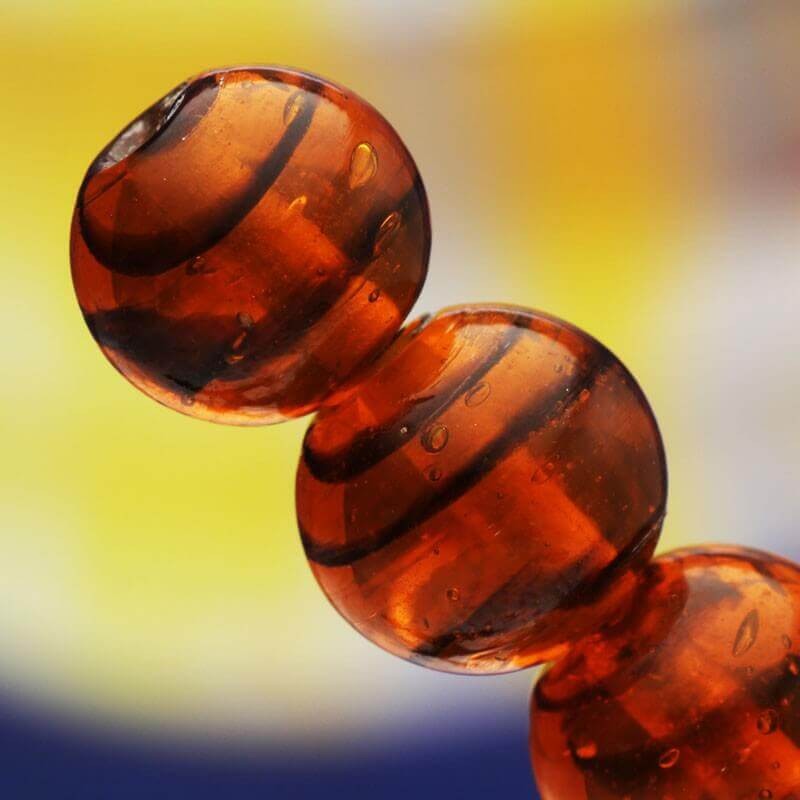 Lampwork ball, spiral orange 12mm 2pcs TRAIL 042