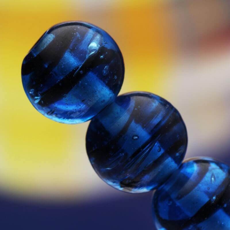 Lampwork ball, spiral blue 12mm 2pcs TRAIL 072