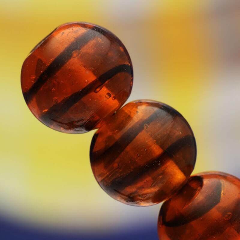 Lampwork ball, spiral orange 12mm 2pcs TRAIL 077