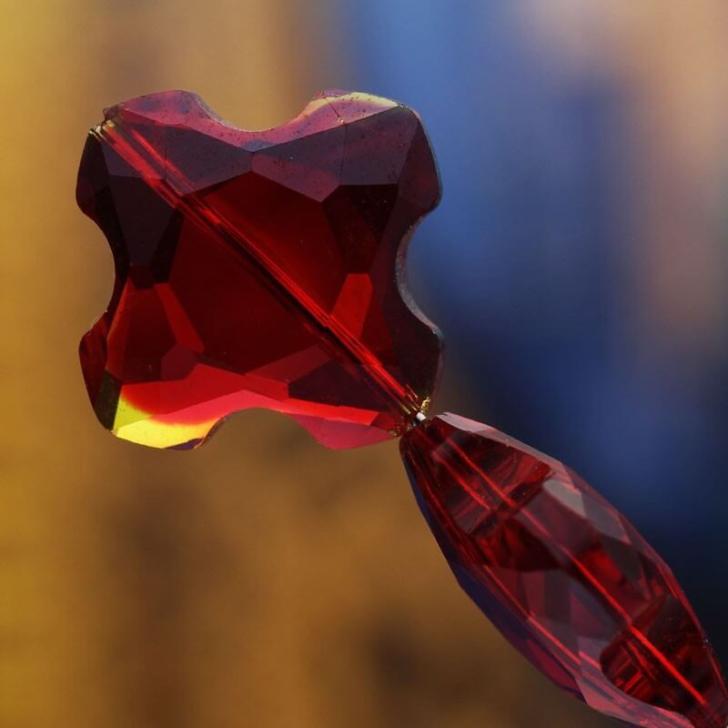Red crystal bead AB 22x22x7mm 1pc SZSZCR2206